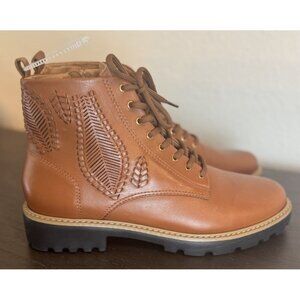 Brioso Womens 8.5 Brown Leather Lace-Up Flat Ankle Boots NWOT